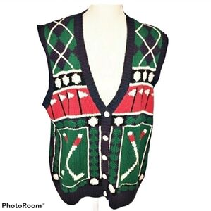 Vintage Golf Sweater Vest Size L Marisa Christina